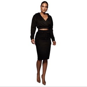 JLUXLABEL BLACK STEEL FLEECE CARGO SKIRT